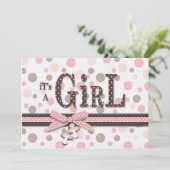 Girl Baby shower Invitation Kaart (Staand voorkant)