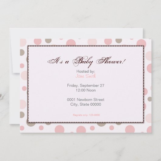 Girl Baby shower Invitation Kaart (Achterkant)