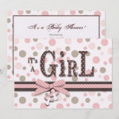 Girl Baby shower Invitation Kaart (Voorkant / Achterkant)