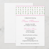 Girl Baby shower Invitation - Rosebud Kaart (Voorkant / Achterkant)