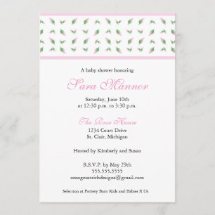 Girl Baby shower Invitation - Rosebud Kaart