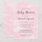 Girl Baby shower Invitation with book request gedi Bedankkaart (Voorkant / Achterkant)