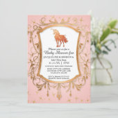 Girl Baby shower Magical Unicorn Roos Gold Sparkle Kaart (Staand voorkant)