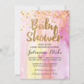 Girl Baby shower Modern Waterverf Uitnodiging (Voorkant)
