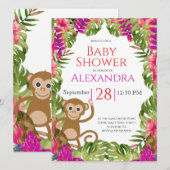 Girl Baby shower Monkey Pink Tropical Willife (Voorkant / Achterkant)