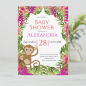 Girl Baby shower Monkey Pink Tropical Willife (Staand voorkant)