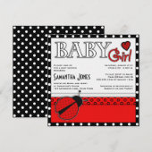 Girl Baby shower nodigt Red Ladybug uit Kaart (Voorkant / Achterkant)