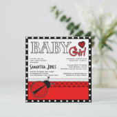 Girl Baby shower nodigt Red Ladybug uit Kaart (Staand voorkant)