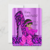 Girl Baby shower Paars Pink Leopard Kaart (Voorkant)