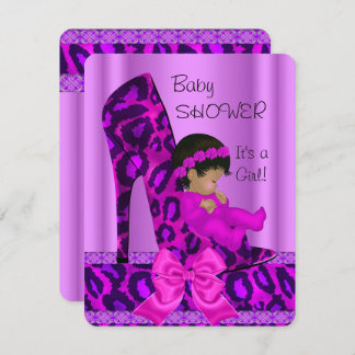 Girl Baby shower Paars Pink Leopard Kaart