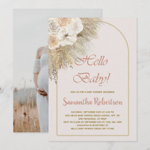 Girl Baby shower Pampas Grass Boho Floral Foto Kaart