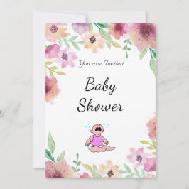 Girl Baby shower Party Pink Flowers Kaart
