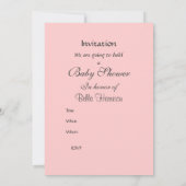 Girl Baby shower Party Pink Silver Invitation Kaart (Achterkant)