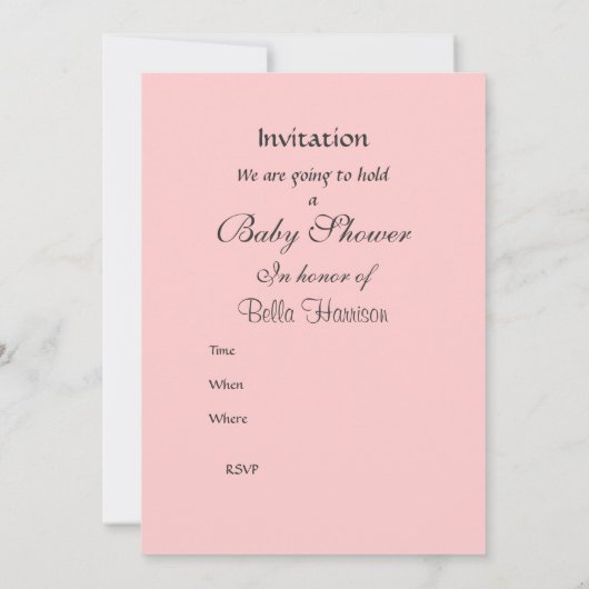 Girl Baby shower Party Pink Silver Invitation Kaart (Achterkant)