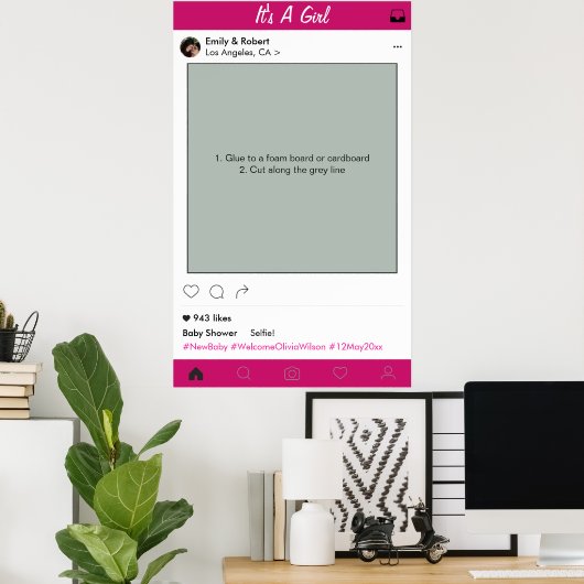 Girl Baby shower Party Prop Foto Booth Lijst Poster (Thuiskantoor)