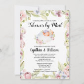 Girl Baby shower per post | Elegant Spring Floral Kaart (Voorkant)