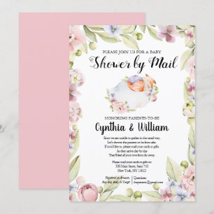 Girl Baby shower per post Elegant Spring Floral Kaart