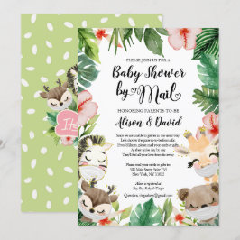 Girl Baby shower per post | Gemaskerde Safari Frie Kaart