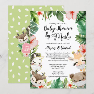 Girl Baby shower per post   Gemaskerde Safari Frie Kaart