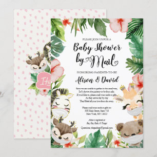 Girl Baby shower per post   Gemaskerde Safari Frie Kaart