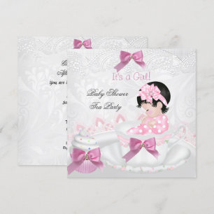 Girl Baby shower Pink Baby Teacup Tea Party Kaart