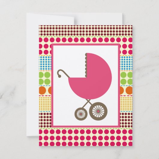 Girl Baby shower Pink Carriage & Boho Stippen Kaart (Voorkant)