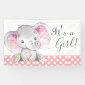 Girl Baby shower Pink Elephant Cute Waterverf Spandoek (Horizontaal)