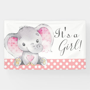 Girl Baby shower Pink Elephant Cute Waterverf Spandoek
