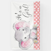 Girl Baby shower Pink Elephant Cute Waterverf Spandoek (Verticaal)