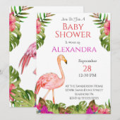 Girl Baby shower Pink Flamingo Tropical Willife (Voorkant / Achterkant)