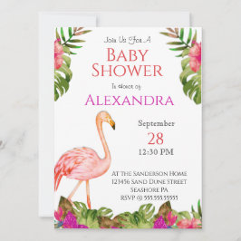 Girl Baby shower Pink Flamingo Tropical Willife