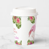 Girl Baby shower Pink Flamingo Tropical Willife Papieren Bekers (Links)