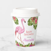 Girl Baby shower Pink Flamingo Tropical Willife Papieren Bekers (Voorkant)