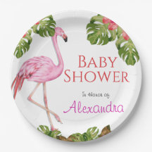 Girl Baby shower Pink Flamingo Tropical Willife