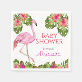 Girl Baby shower Pink Flamingo Tropical Willife Servet