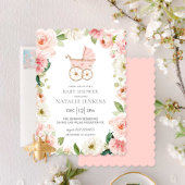 Girl Baby shower Pink Floral Invitation Kaart