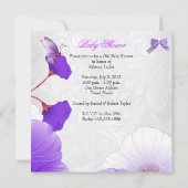 Girl Baby shower Pink Paars Butterfly Floral 2 Kaart (Achterkant)