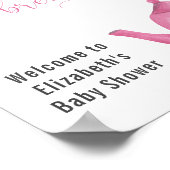 Girl Baby shower Pink Teapot and Flowers Welcome Poster (Hoek)