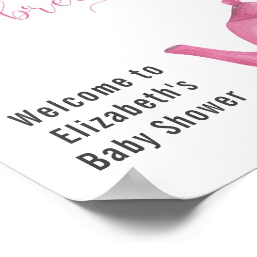 Girl Baby shower Pink Teapot and Flowers Welcome Poster (Hoek)