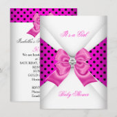 Girl Baby shower Pink White Spots Kaart (Voorkant / Achterkant)