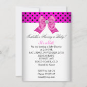 Girl Baby shower Pink White Spots Kaart (Achterkant)