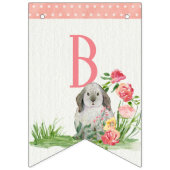 Girl Baby shower Rabbits Bunny Floral Waterverf Vlaggetjes (Tweede vlag)