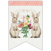Girl Baby shower Rabbits Bunny Floral Waterverf Vlaggetjes (Eerste vlag)