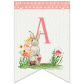 Girl Baby shower Rabbits Bunny Floral Waterverf Vlaggetjes (Derde vlag)