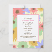 Girl Baby shower - Roze baarmoeder en pasteelbloem Kaart (Achterkant)