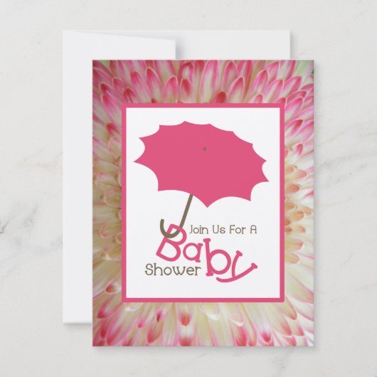 Girl Baby shower - Roze baarmoeder en ventilatorbe Kaart (Voorkant)