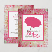 Girl Baby shower - Roze baarmoeder en ventilatorbe Kaart (Voorkant / Achterkant)
