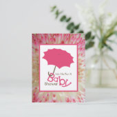 Girl Baby shower - Roze baarmoeder en ventilatorbe Kaart (Staand voorkant)