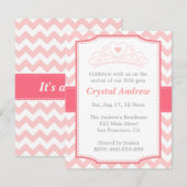 Girl Baby shower - Roze Baby prinses en Tiara Kaart (Voorkant / Achterkant)