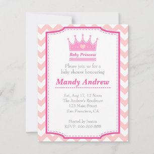 Girl Baby shower - roze Baby prinses met kroon Kaart